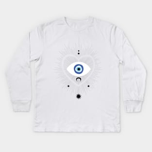 Mystical Evil Eye Sun Rays Occult Kids Long Sleeve T-Shirt